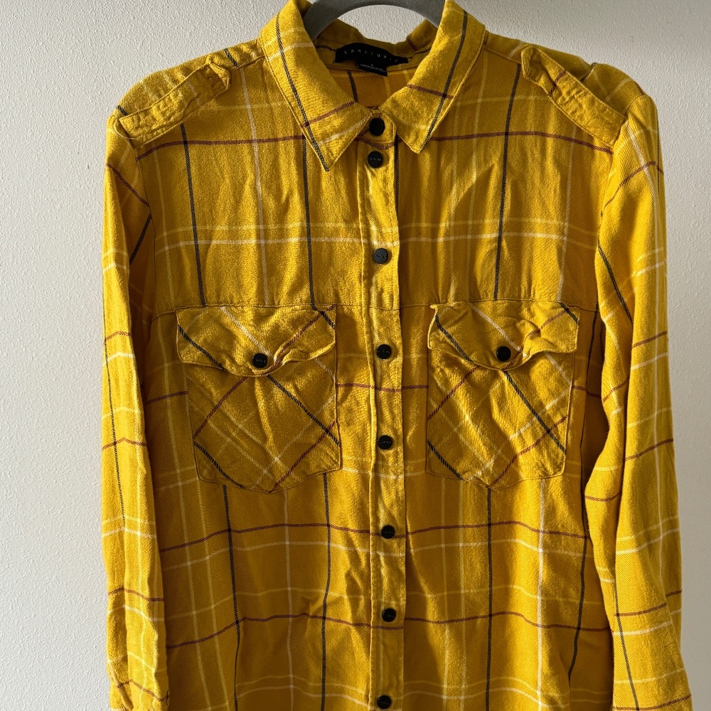 Yellow Plaid Long Sleeve Button Down